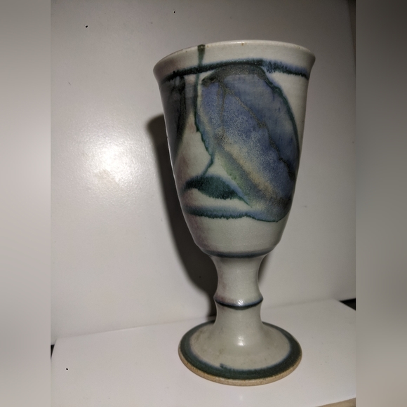 ROBIN HOPPER POTTERY GOBLET WINE GLASS CHOSIN POTTERY CANADA MADE - Picture 1 of 16